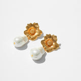 Women's Baroque Pearl Flower Pattern Stud Earrings – Gifts for Her — 7