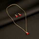 French Garnet Cherry Pendant Wine Red Ear Stud – Jewelry Gift Ideas — 5
