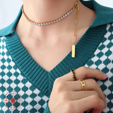 Square Strip Pendant Stainless Steel Necklace – Jewelry Gift Ideas — 8