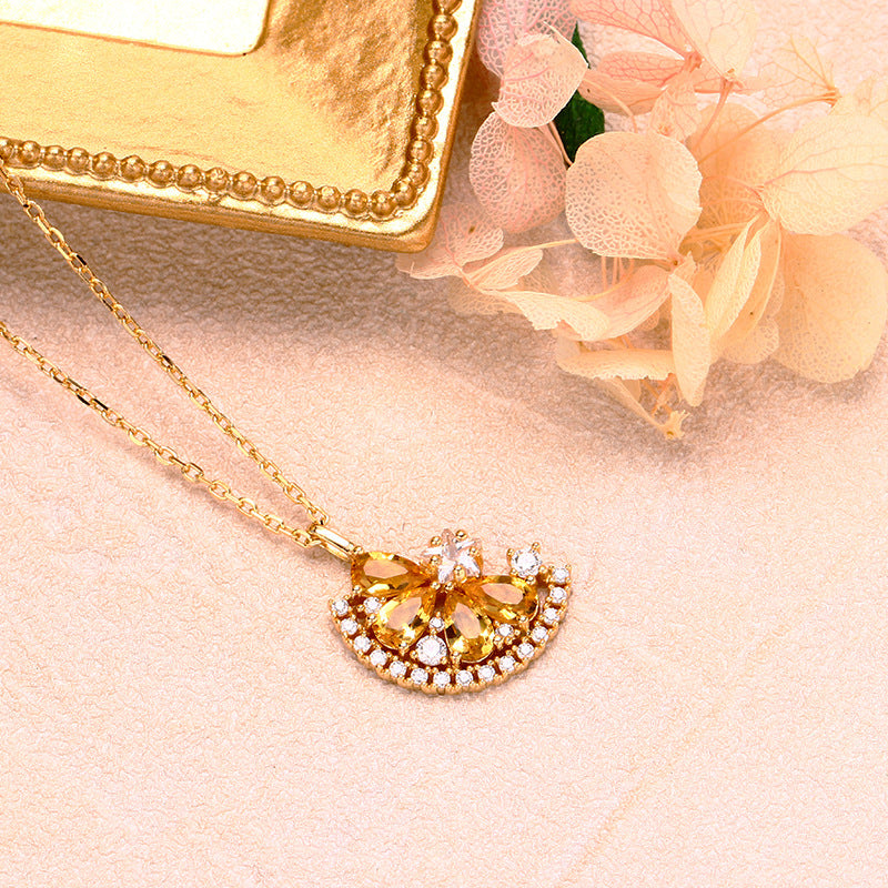 Small Lemon Slice Citrine Necklace – Jewelry Gift Ideas — 1