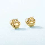 Kitten Cat's Claw Zircon Stud Earrings 9K Yellow – Cat Lover Gifts — 1