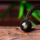 Natural Crystal Pendant Gold Obsidian Obsidian – Jewelry Gift Ideas — 6