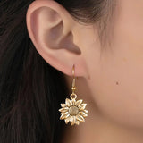 Simple Metal Ear Hook Sunflower Flower Earrings – Birthday Gifts — 19
