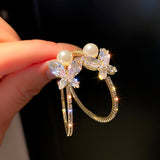 Women's Pearl And Diamond Butterfly Earrings – Gifts for Her — 5