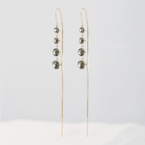 925 Long Zircon Earrings Korean Style Simple Geometry – Stylish Gifts — 1