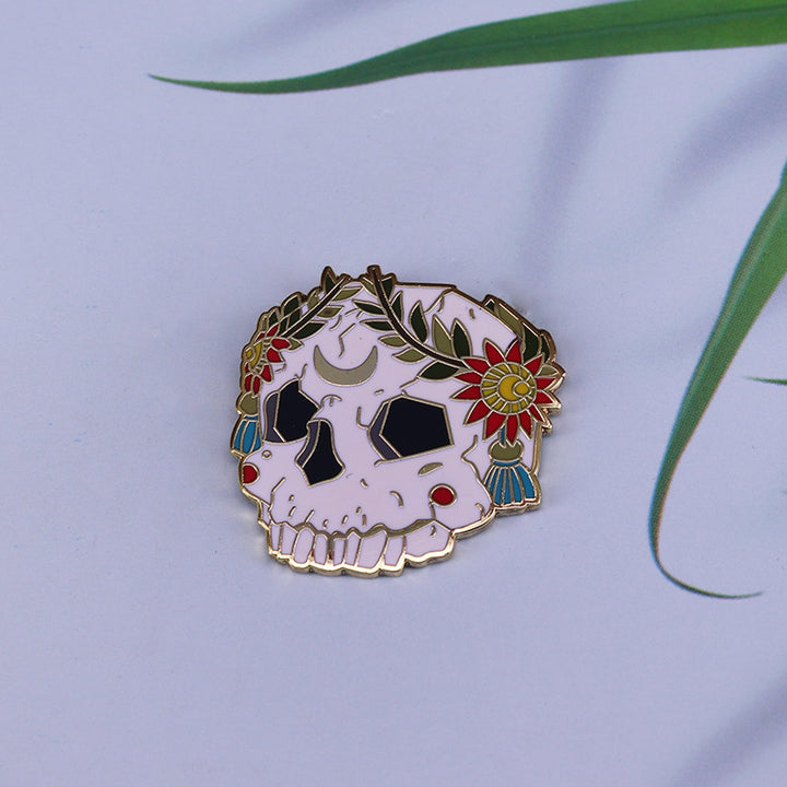 Skull Brooch Beautiful Flower Skull Badge – Jewelry Gift Ideas — 1