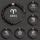 Natural Stone 12 Zodiac Obsidian Hand-woven Bracelet – Stylish Gifts — 2