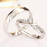Weddings Simple Couple Style Silver Diamond Ring – Stylish Gifts — 1