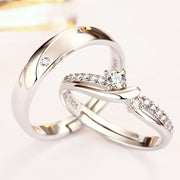 Weddings Simple Couple Style Silver Diamond Ring – Stylish Gifts — 1