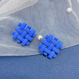 Women's Braided Square Design Stud Earrings – Gifts for Her — 4