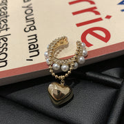 Diamond And Pearl Heart Tassel Ear Clips – Practical Gifts — 2