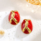 Vintage Egg Surface Enamel Enamel Earrings Women – Gifts for Her — 6