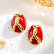 Vintage Egg Surface Enamel Enamel Earrings Women – Gifts for Her — 6