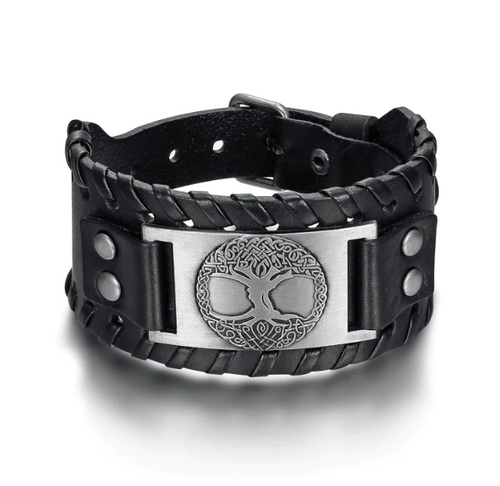 Beowulf Regalia Leather Buckle Arm Cuff With Metal Tree – Useful Gifts — 2