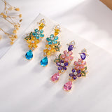 Flower Waterdrop Butterfly Colored Zircon Earrings – Birthday Gifts — 2