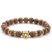 8mm Volcanic Stone Onyx Alloy Leopard Head Beaded – Jewelry Gift Ideas — 6