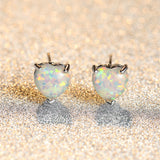 Platinum Opal Love Heart Stud Earrings Sweet – Gifts for Couples — 4