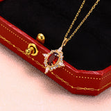 Retro Light Luxury Cross Star Garnet Pendant – Jewelry Gift Ideas — 1