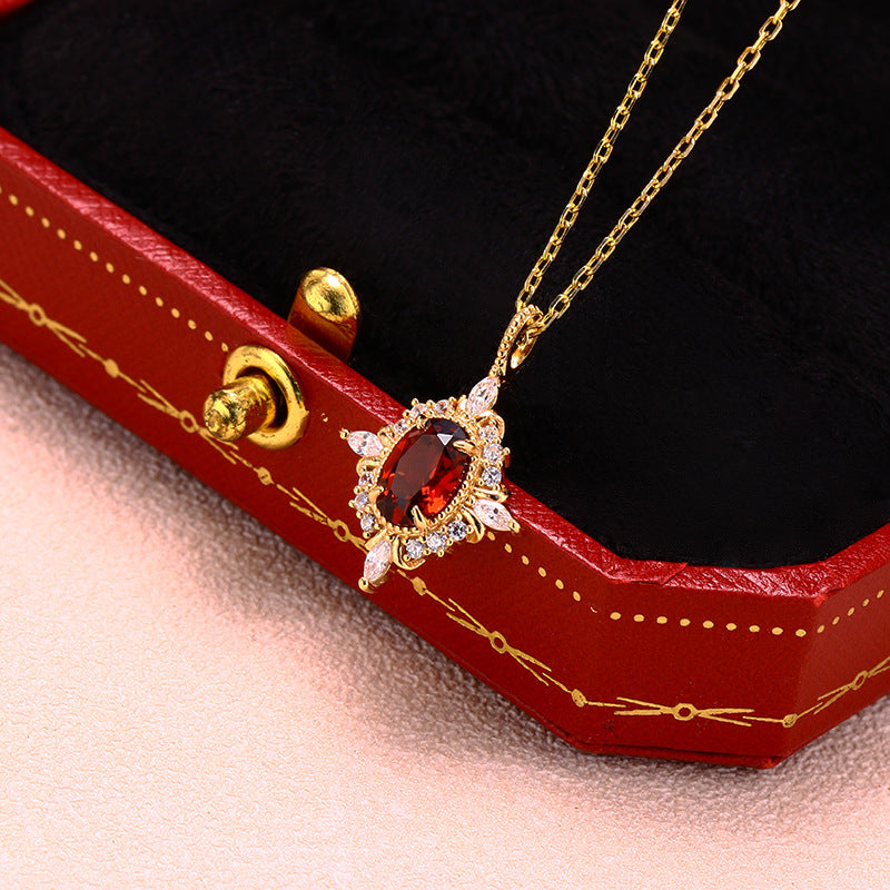 Retro Light Luxury Cross Star Garnet Pendant – Jewelry Gift Ideas — 1
