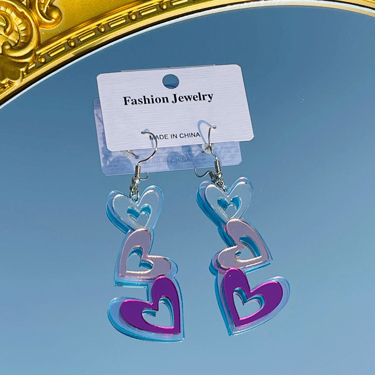 Colorful Love Hollow Acrylic Earrings – Gifts for Couples — 1