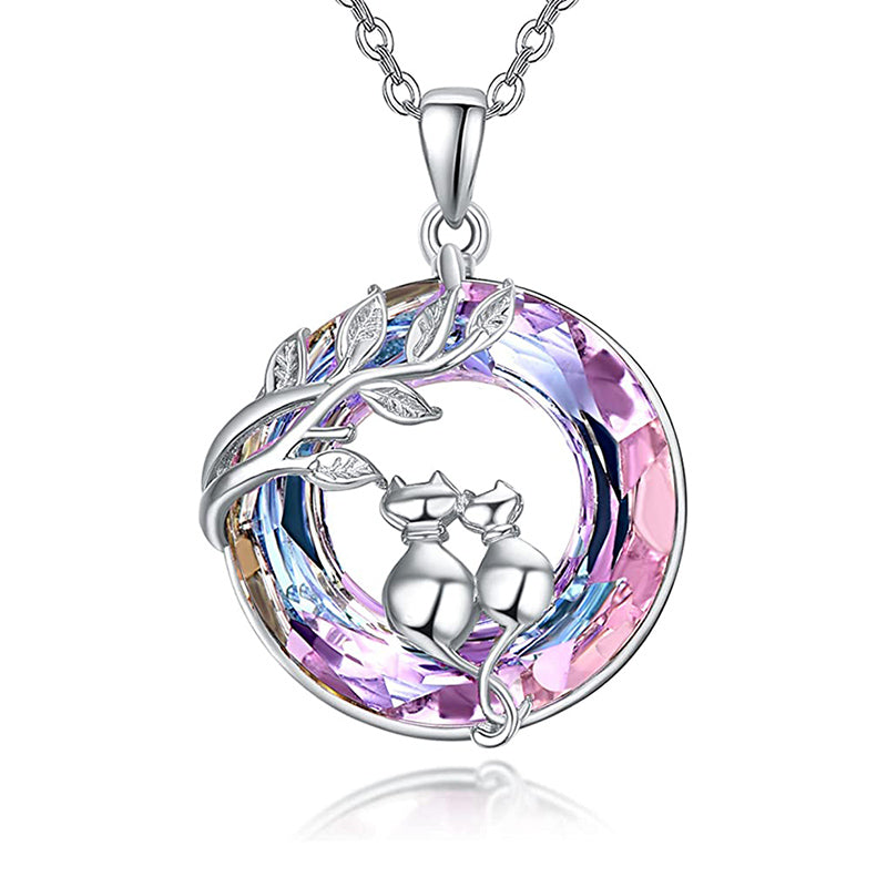 Fashion Purple Crystal Cat Necklace For Women – Jewelry Gift Ideas — 1