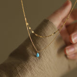 Blue Water Drop Flash Double-layer Necklace – Jewelry Gift Ideas — 3