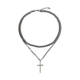 Titanium Steel Double Layer Cross Necklace Cuban – Jewelry Gift Ideas — 14