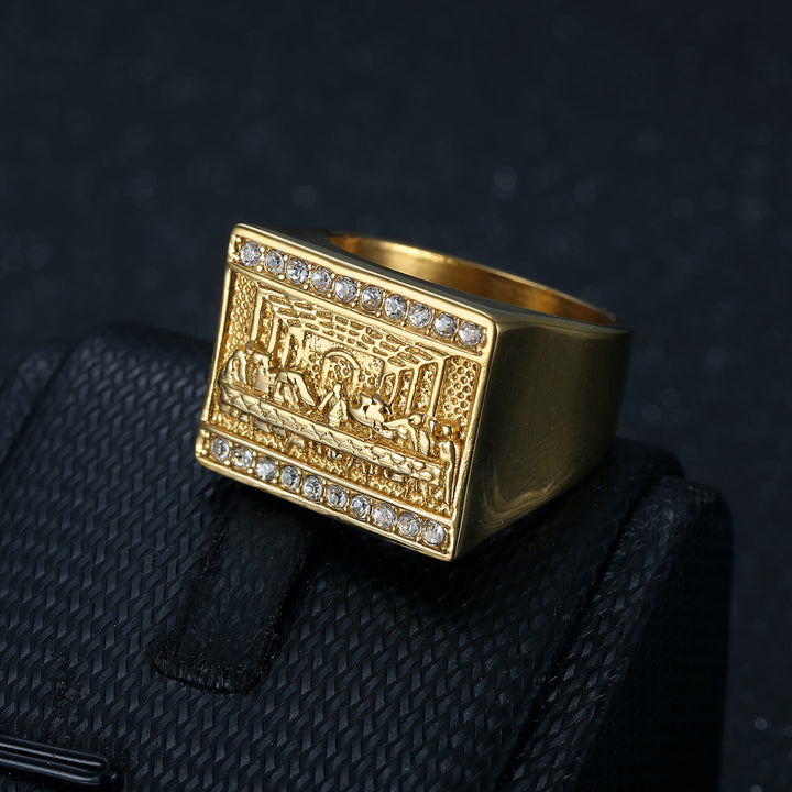 Titanium Steel Gold Plated Men's Ring – Gifts for Him — 1
