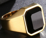 Snakelike Winding Black Flat Gemstone Ring Men's – Gifts for Him — 8