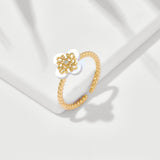 Women's White Butterfly Shell Gold Ring – Gifts for Her — 2