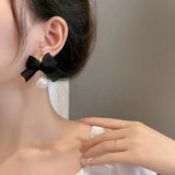 French Elegant Black Bow Earrings – Everyday Gifts — 3