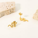 18K Gold Plated Stainless Steel Snake Stud Earrings – Gifts for Her — 3