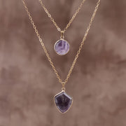 Moonstone Pendant Double Chain Necklace – Jewelry Gift Ideas — 3