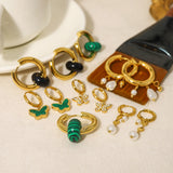 18K Gold Titanium Steel Pearl Earrings – Practical Gifts — 1