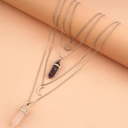 Natural Stone Hexagon Bullet Pendant Necklace Set – Jewelry Gift Ideas — 4