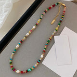 Colorful Glass Dopamine Beaded Necklace Natural – Jewelry Gift Ideas — 2
