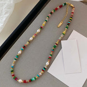 Colorful Glass Dopamine Beaded Necklace Natural – Jewelry Gift Ideas — 2