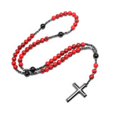 Natural Stone 8mm Black Agate Haematite Cross – Jewelry Gift Ideas — 3
