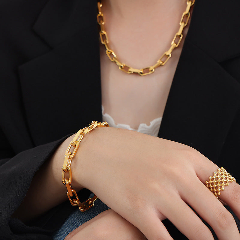 Thick Chain Necklace Bracelet Cuban Link Chain – Jewelry Gift Ideas — 1