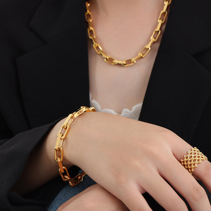Thick Chain Necklace Bracelet Cuban Link Chain – Jewelry Gift Ideas — 1