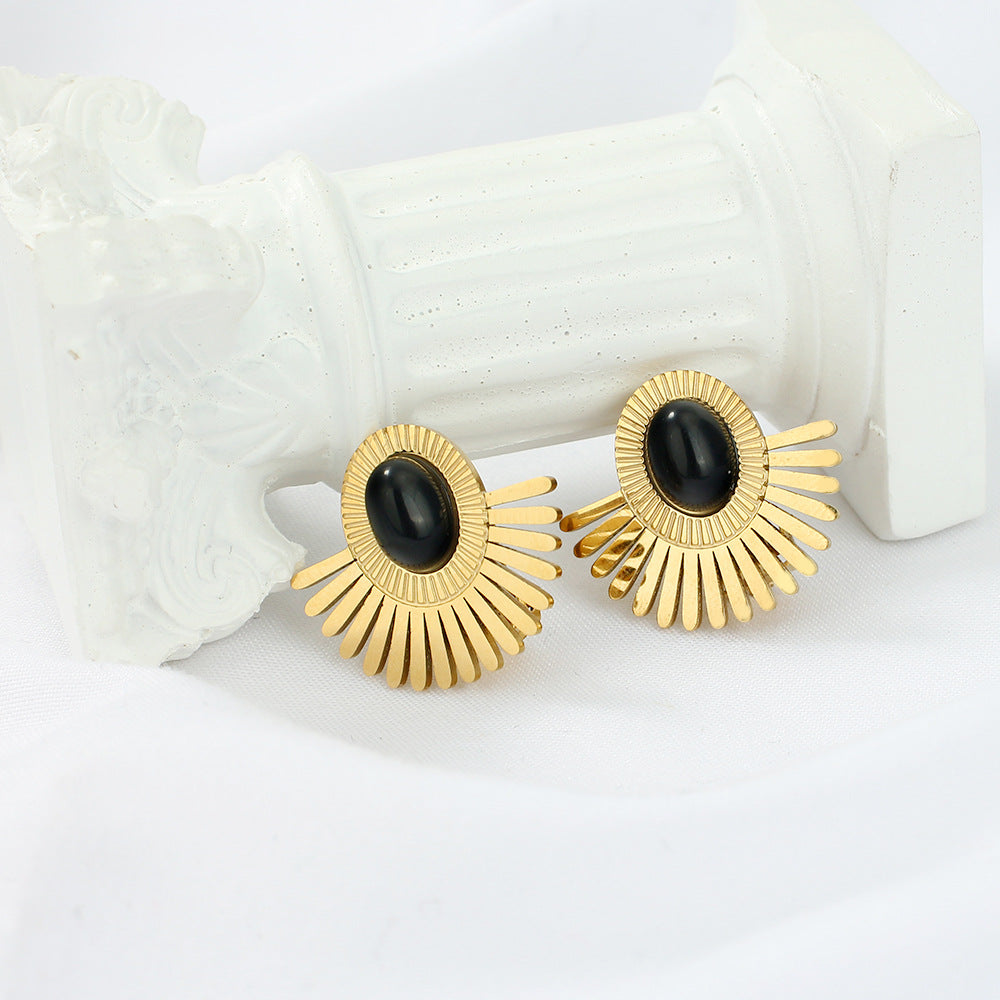 Stainless Steel Stud Titanium Steel Gold Scalloped – Meaningful Gifts — 1