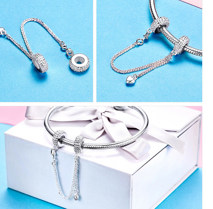 Sterling Silver Bracelet Safety Chain Silicone – Jewelry Gift Ideas — 1