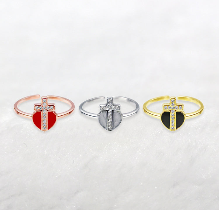 S925 Silver Love Heart Dropper Ring – Gifts for Couples — 1