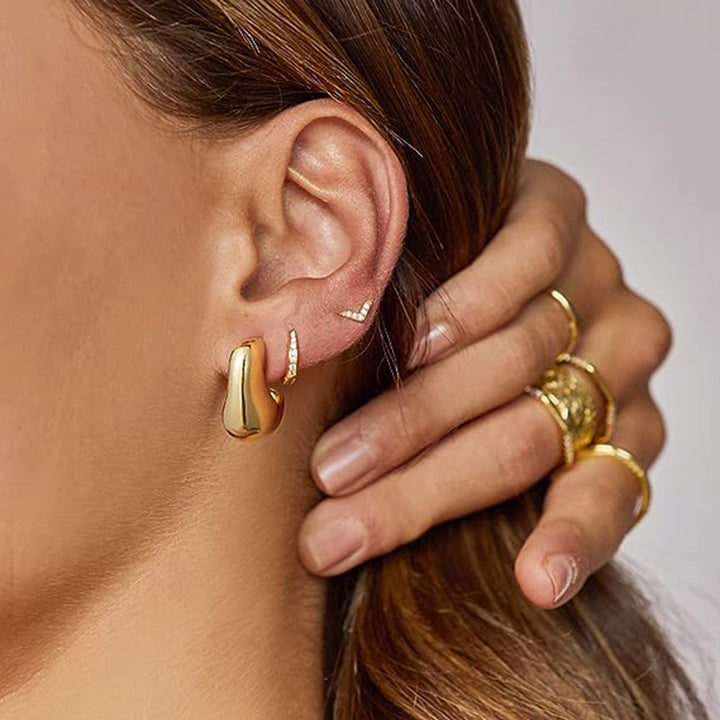 Polished Geometric Metal Earrings C- Shaped – Holiday Gift Ideas — 1
