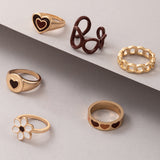 Jewelry Brown Love Oil Drip Ring Set Of Six – Jewelry Gift Ideas — 3