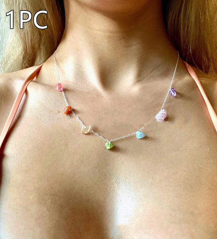 Seven Color Chakra Natural Crystal Necklace – Jewelry Gift Ideas — 1