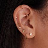 Sterling Silver Opal And Diamond Pierced Threaded Ear – Stylish Gifts — 1