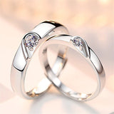 Silver heart diamond ring couple love wedding ring – Gifts for Couples — 2