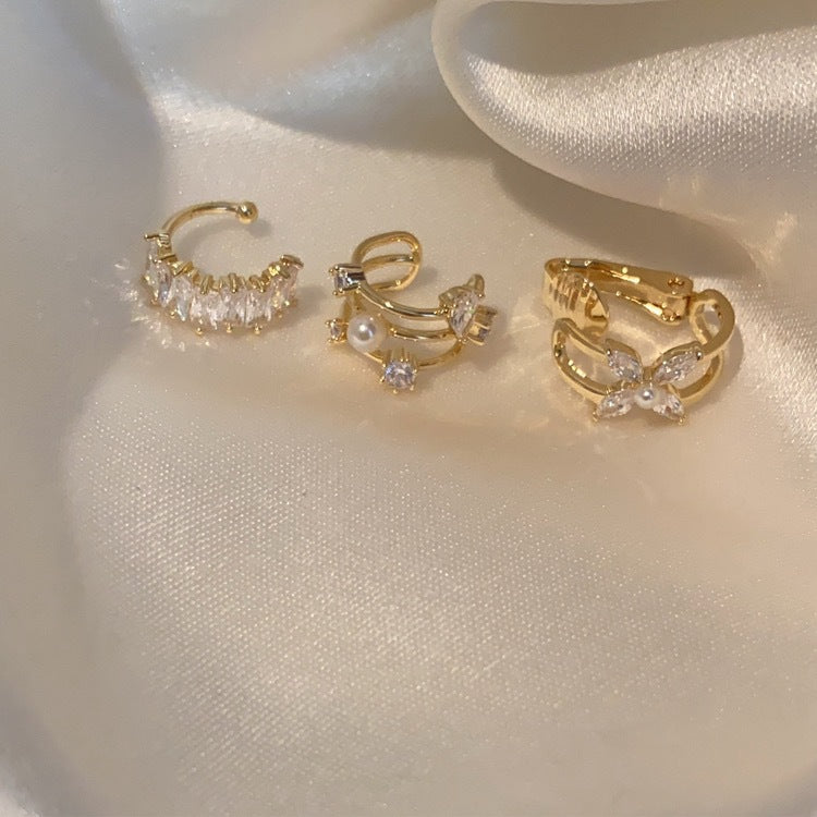 Fashion Vintage Zircon Pearl Metal Ear Cuffs – Stylish Gifts — 1