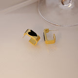 Silver Needle Geometric Square Love Earrings – Gifts for Couples — 4
